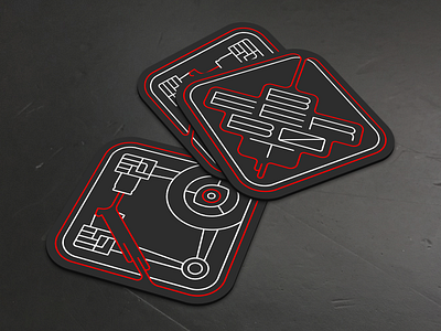 Beer Bot Coasters Mockup badge badgedesign beer design drippy lines logo minimal obedientmachine robot scifi vector