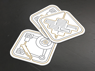 Beer Bot Coasters Mockup - Light badge badgedesign beer design drippy lines logo minimal obedientmachine robot scifi vector