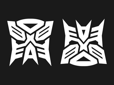 Autocons and Deceptibots autobot decepticon glyphs insignia logos transformers