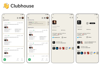 Clubhouse App UI redesign abdellatief ahq android app concept harmony ios mobile app os qwhayf redesign upgrade ux windows