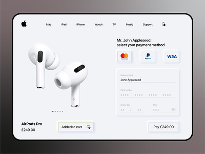 Daily UI 002 - Apple checkout airpods app app design apple apple pay cart checkout dailyui dailyui 002 ipad neumorphism screens sketch tablet ui uiux ux