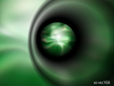 Green circle abstract fractal . Planet into a black hole. 3D