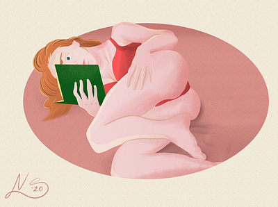 Reading art book illustration illustration art livedrawing pink relax relaxing white