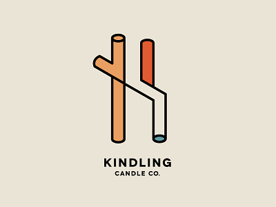 Kindling Candle Co. brand candle company identity kindling line logo