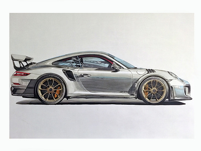 Porsche 911 GT2RS car draw ilustration porsche 911