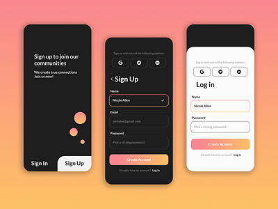 Sign Up & Log In - Daily UI 001 app design graphic design ui