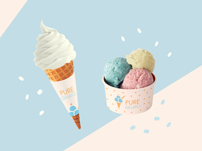 Pure Gelato Branding branding design graphic design icecream illustration illustrator logo mockup