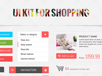 UI Shopping Kit clean ecommercial flat kit shopping ui ui kit website