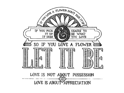 Let it be banner flower handlettering ink lettering quote type typography