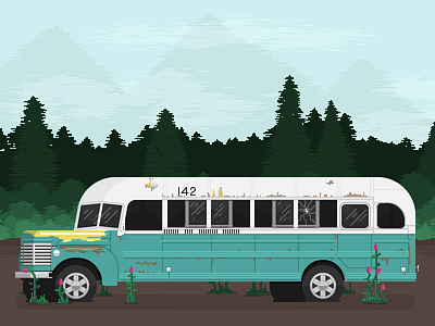 The Magic Bus alaska bus christopher mccandless illustration into the wild magic magic bus nature neature wild