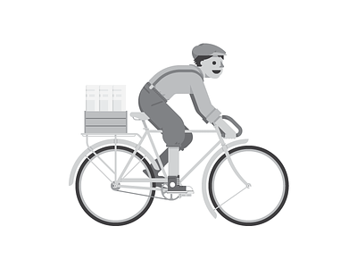 En Route bike character delivery illustration newsletter newspaper paperboy