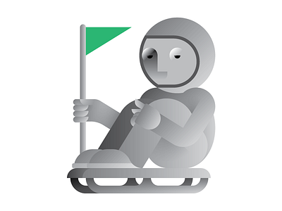 Ski Dude astronaut character flag gradients illustration ski