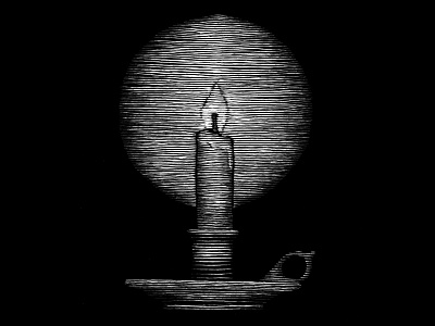 Candle Etching candle engraving etching hatching illustration scratchboard