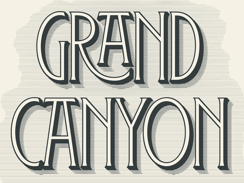 Grand Canyon - Type Hike certificate engraving etching fort foundry grand canyon illustration national park nature park rift termina type hike