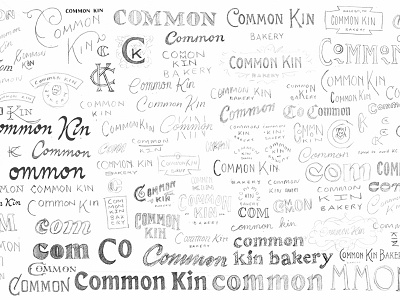 Common Kin Logotype Process bakery common kin font lettering logo logotype mattymatt process sketches twin forrest type typography