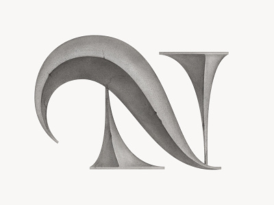 N Study bevel concrete illustration lettering mattymatt n type typography