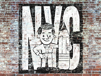Moving to New York! cartoon ghost sign illustration lettering nyc sign painting type typography vintage