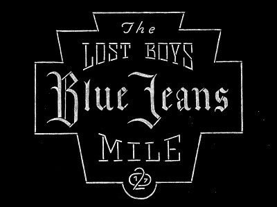 Blue Jeans blackletter lettering running stencil track type typography