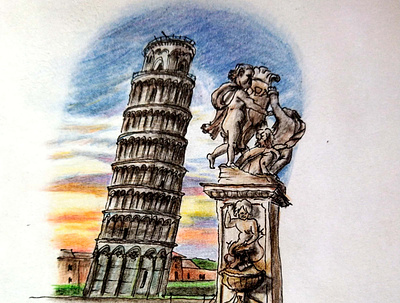 Pisa illustration книги реклама шарж
