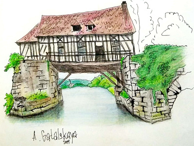 Illustration "Water Mill" design illustration
