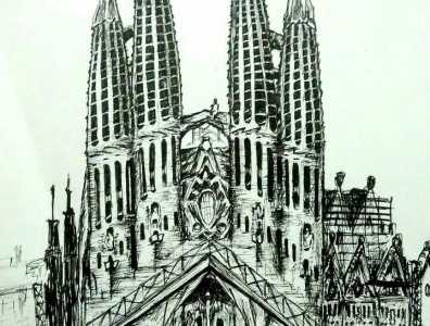 La Sagrada Familial illustration typography