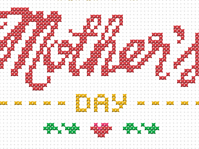 M's Day cross stitch day mothers pattern typography