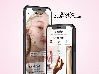 Glossier AR Design animation app ar augmented reality augmentedreality blog branding design ecommerce fashion glossier makeup minimal skincare ui ux virtual reality