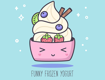 ABC sweets: Funny Frozen Yogurt abc alphabet cute design flat illustration vector