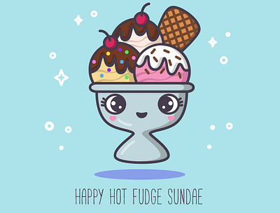 ABC sweets: Happy Hot Fudge Sundae abc alphabet cute design flat illustration vector