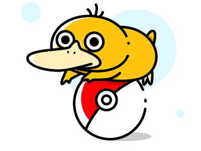 Derpy Psyduck art cartoon design flat funny illustration illustrations minimal pokemon ui vector