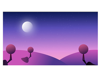 Flat illustration/ moon light