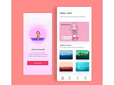 Yoga adobe xd app design application application ui design mindfulness minimal ui uxui yoga yoga app