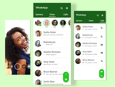 whatsappconcept adobe xd app app design application concept design green messaging minimal redesign ui ux website whatsapp