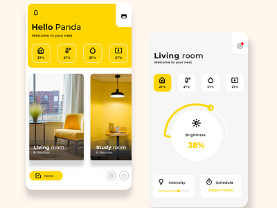 Hello panda adobe xd app control control panel design livingroom management app minimal ui ux