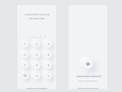 neumorphism app design concept finger print lock screen lockscreen minimal neumorphism password touch id ui