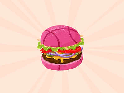 Dribbbleburger burger debut dribbble food illustration meat pink tasty