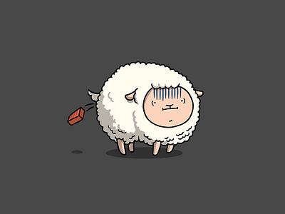 Scared sheep animal brick character cute funny illustration scared sheep