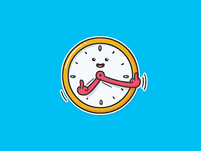 Fuck U o'clock bright character clock fuck fun illustration smile