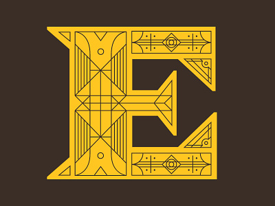 E decorative e lines strokes typography