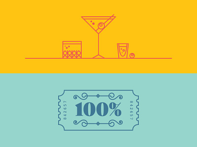 I'll drink to that. Let's drink to that. alcohol cocktail glass icons illustration shot glass ticket vector