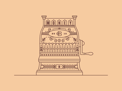 Get Money. Get Paid. antique cash register charity water illustration vector vintage