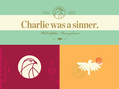 Born Sinner bar bird branding hawk icon logo philadelphia restaurant stamp vector wings