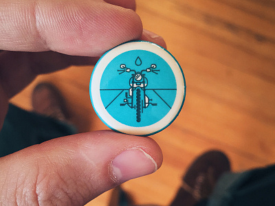 Ride, Ride, Ride. button charity water illustration motorcycle