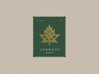 Vermont Forever illustration maple leaf stamp texture