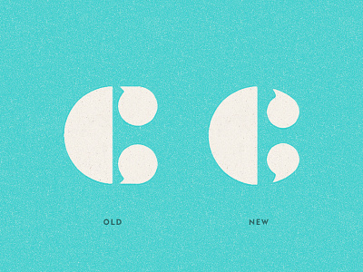 Out with the old, in with the new. c geometric letter speech bubble typography