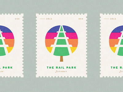 The Rail Park Forever icon identity illustration logo minimal philadelphia stamp train tree