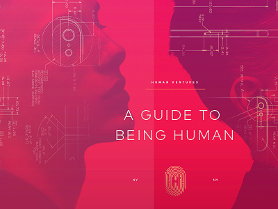 A guide to being Human. blueprint double exposure human