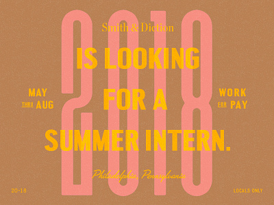 ✐ Seeking Summer Intern ✐ design intern philadelphia smith diction typography work
