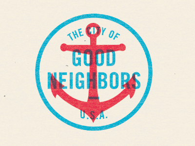 The City of Good Neighbors & Buffalo Wings stamp america anchor logo typography usa coaches loupe