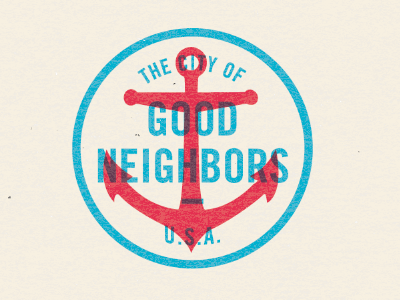 The City of Good Neighbors & Buffalo Wings america anchor coaches loupe logo stamp typography usa